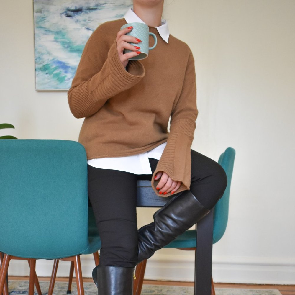 Made in Italy Camel Bell Sleeve Sweater